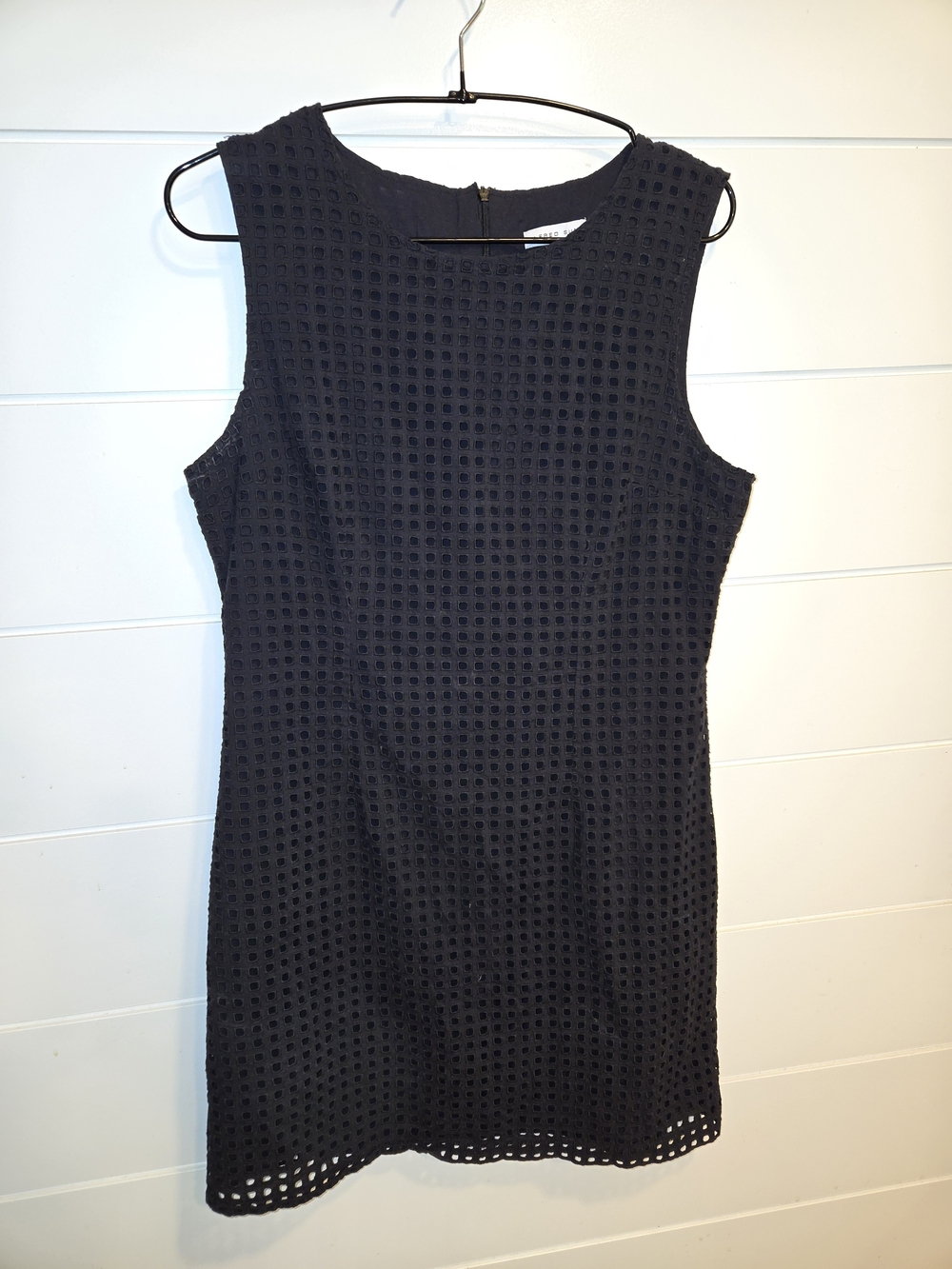 Sleeveless Black Eyelet Shift Dress